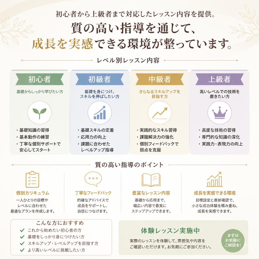 充実したレッスン内容
